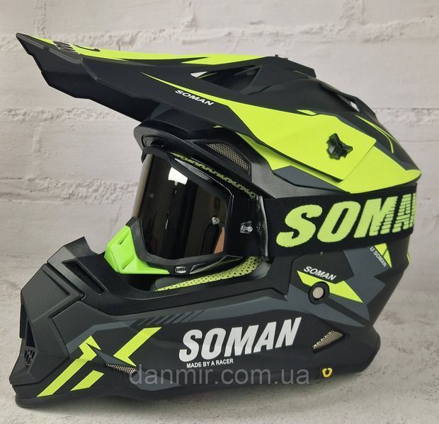 Мотошолом Ендуро SOMAN SM704S для мотокросу або квадроцикла + КОМПЛЕКТ у Подарунок (Окуляри, рукавиці, Балаклава) SM704S фото