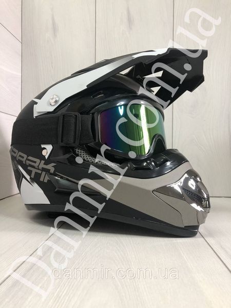 Мотошолом Ендуро Spark Н008 + КОМПЛЕКТ у Подарунок (Окуляри, Рукавички, Балаклава) розмір 55-56 см Н008 фото