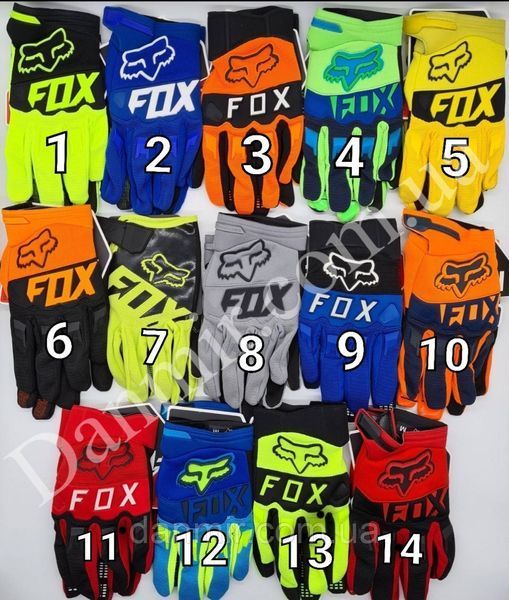 Мото рукавички. Вело, квадро, ендуро, крос рукавички FOX Жовті 1475436776 фото