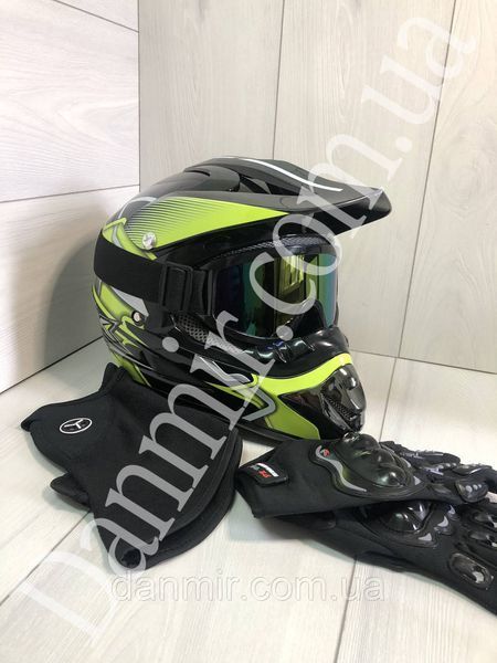 Мотошолом Ендуро Helmet Н010М + КОМПЛЕКТ у Подарунок (Окуляри, Рукавички, Балаклава) Н010S фото