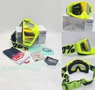 Кросові-ендуро окуляри (мотоокуляри) 100% MX GOGGLE MX003 для мото/вело/ATV&nbsp;Кислотно-Жовті MX003 фото