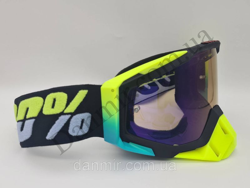 Кросові-ендуро окуляри (мотоокуляри) 100% MX GOGGLE S004 для мото/вело/ATV&nbsp;Кислотно-Жовті MX004 фото