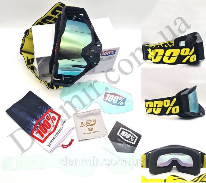 Кросові-ендуро окуляри (мотоокуляри) 100% MX GOGGLE MX009 для мото/вело/ATV Чорні MX009 фото