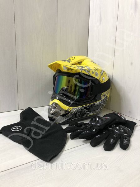 Мотошолом Ендуро Helmet Н027Ѕ + КОМПЛЕКТ у Подарунок (Окуляри, Рукавички, Балаклава) Н027 фото