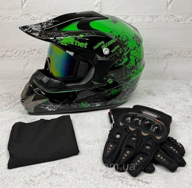 Мотошолом Ендуро Helmet Н029 + КОМПЛЕКТ у Подарунок (Окуляри, Рукавички, Балаклава) H029S фото