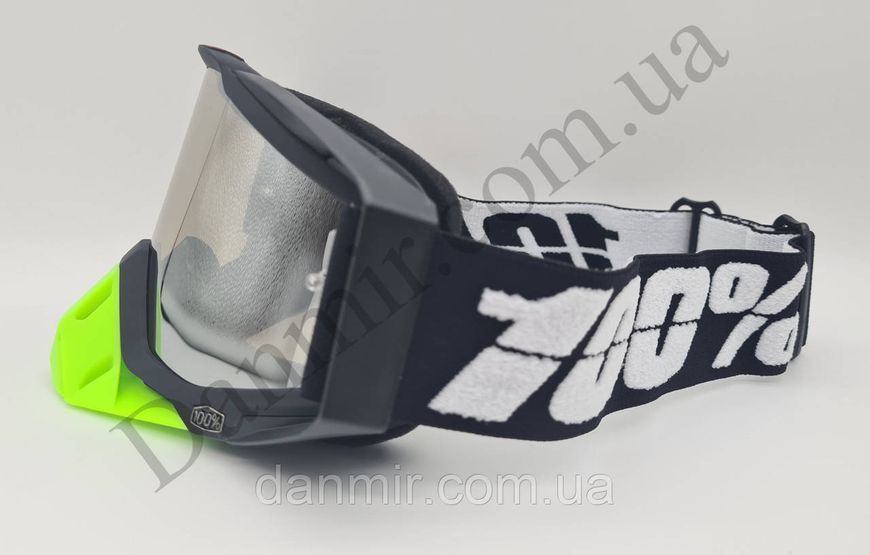 Кросові-ендуро окуляри (мотоокуляри) 100% MX GOGGLE MX012 для мото/вело/ATV Чорно-зелені MX012 фото