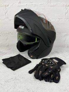 Шолом трансформер чорний матовий з окулярами T705 + КОМПЛЕКТ (Рукавички, Маска) T705S фото